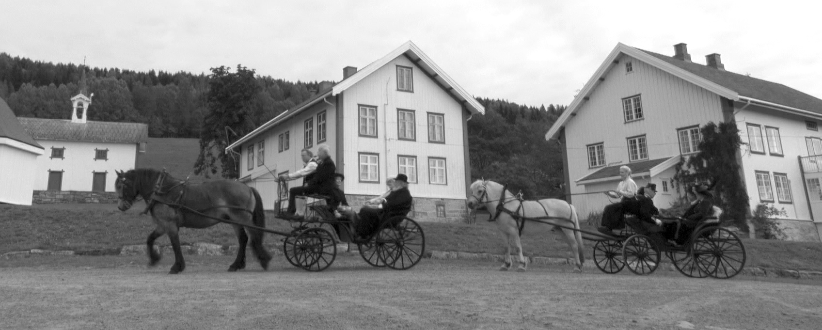 Hest, kjerre, Simenstad, tunet, Farmendeltakere, besøk