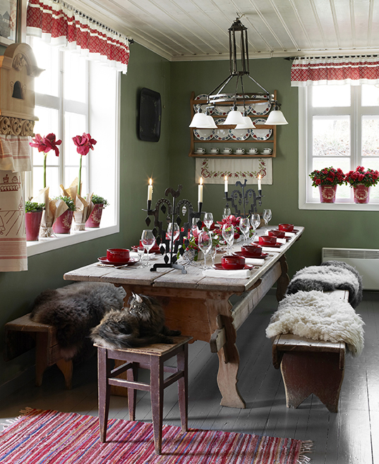 Jul, dekka bord, Simenstad, kjøkkenet, julestemning
